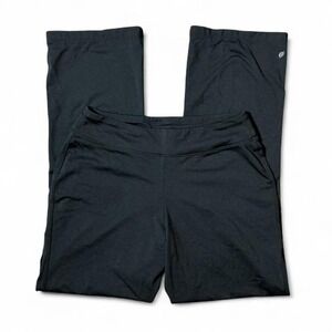 LL Bean Womens Black Athletic Pants M Reg Wide Leg Stretch Yoga‎ Workout